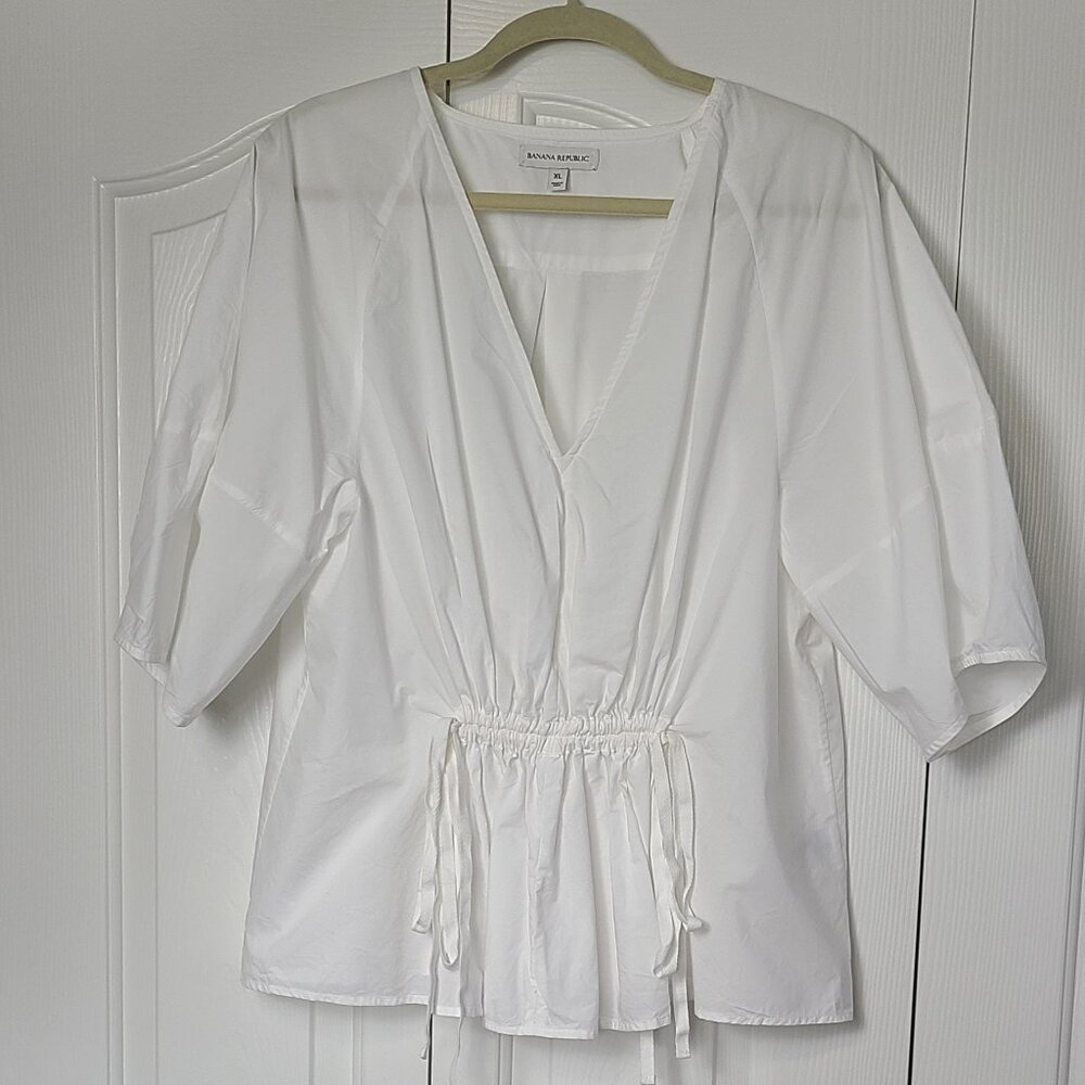 Women's Banana Republic Cotton Poplin Cinch-Waist Top Sz XL